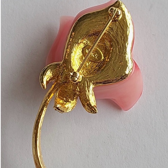 Vintage KJL Brooch pink rose. - Picture 2 of 2